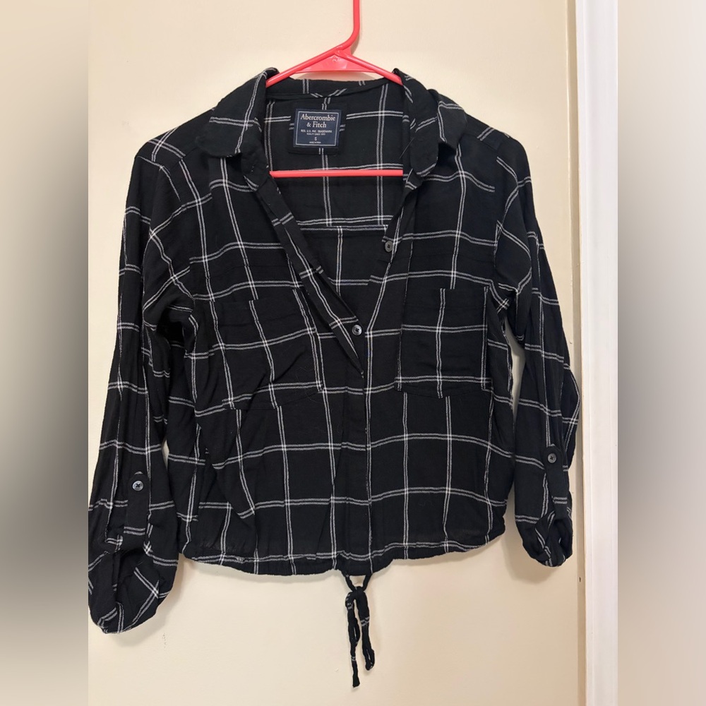 Abercrombie & Fitch Black Checkered Blouse
